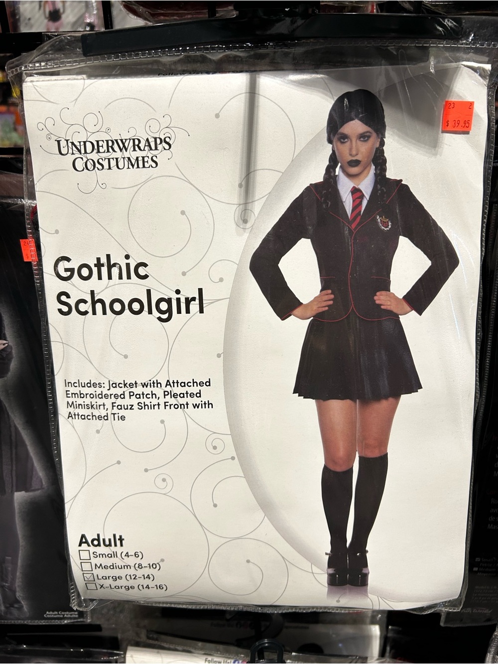 Underwraps Gothic Schoolgirl Costume - Black with Red Trim